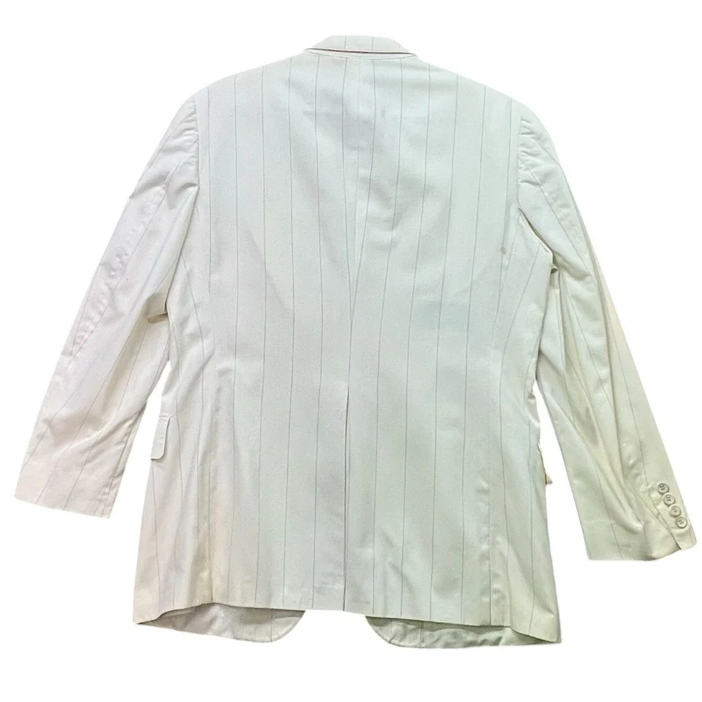 Vintage Polo Ralph Lauren Saks Fifth Avenue Ivory Pinstripe Blazer 42R USA